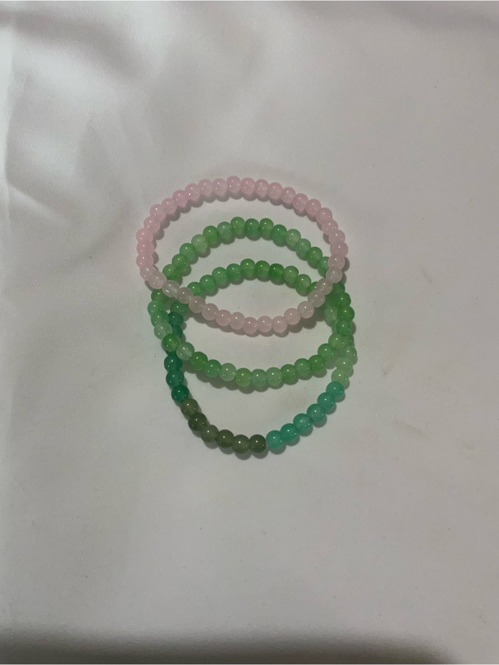 Beaded Stretch Bracelets Set - Pink and Green